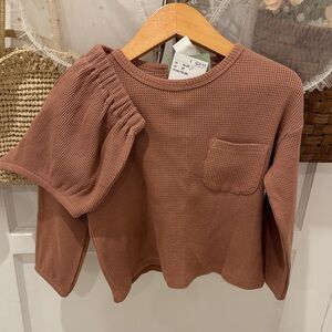 H&M Thermal Set Brown Long Sleeve Top